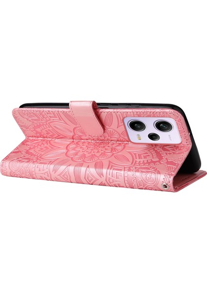 Xiaomi Redmi Için Note 12 Pro 5g /note 12 Pro Speed ​​5g /poco X5 Pro 5g Pu Deri Ayçiçeği Baskılı Telefon Kılıfı Manyetik Kapanma Stand Flip Kapak Bilek Kayış Pembe (Yurt Dışından) fırsatları