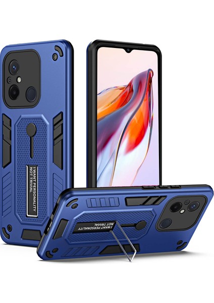 Xiaomi Redmi Için 12C 4g/poco C55 4g Esnek Yüzük Kayışı Tpu+Pc Telefon Kapağı Kickstand Bırak-Kötü Kılıf Mavisi (Yurt Dışından)