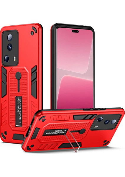 Xiaomi 13 Lite/civi 2 5g Gizli Kickstand Kapak Silikon Halka Kayışı Tpu+Pc Mobile Case-Red (Yurt Dışından)