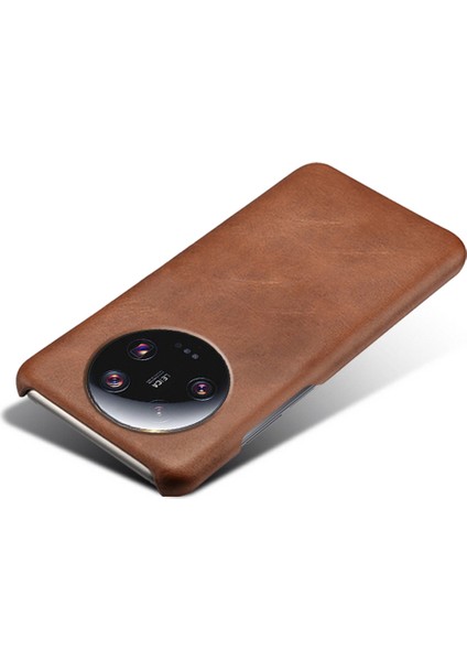 Xiaomi 13 Ultra Pu Deri+Pc Telefon Kapağı Buzağı Dokusu Kıç Çizgiye Karşı Koşu Kahverengi (Yurt Dışından) modelleri