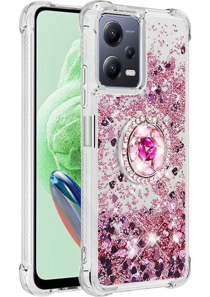 Xiaomi Redmi Için Note 12 5g (Global)/(Hindistan)/(Çin)/poco X5 5g Yüzük Kickstand Yumuşak Tpu Kasa Kapak Çizgisi Altın/kalpler (Yurt Dışından)