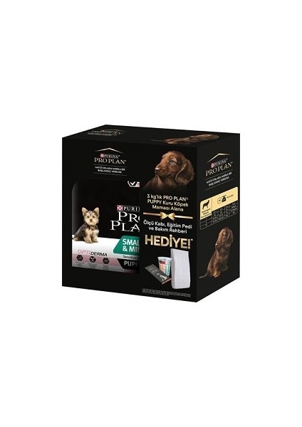 Puppy Somonlu Küçük Irk Yavru Köpek Maması 3 kg | Ölçü Kabı ve Eğitim Pedi Hediyeli