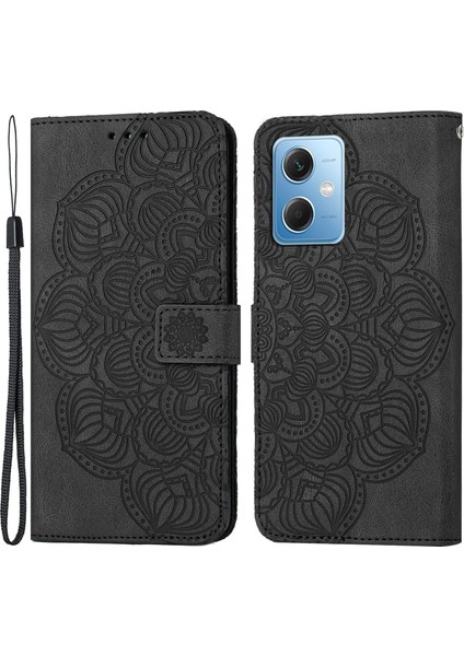 Xiaomi Redmi Için Note 12 5g (Global)/(Hindistan)/(Çin)/poco X5 5g Baskı Mandala Çiçek Flip Deri Telefon Kapak Black (Yurt Dışından)