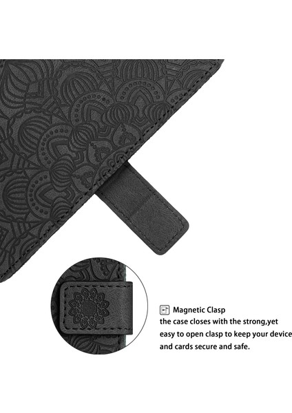 Xiaomi Redmi Için Note 12 5g (Global)/(Hindistan)/(Çin)/poco X5 5g Baskı Mandala Çiçek Flip Deri Telefon Kapak Black (Yurt Dışından)