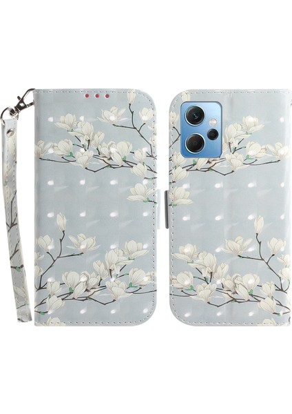 Xiaomi Için Redmi Note 12 4g Telefon Kasası, Pu Dergi Desen Baskı Strap-Magnolia ile Stand Kapağı (Yurt Dışından)
