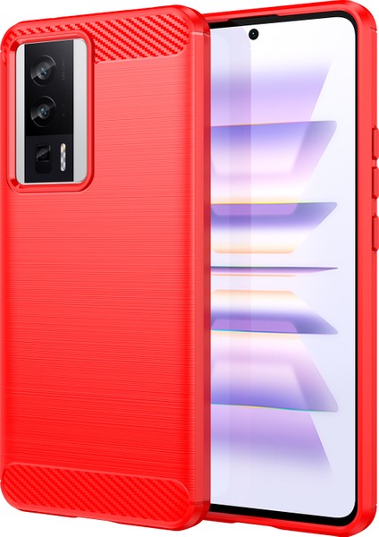 Xiaomi Poco F5 Pro 5g/redmi K60 Pro 5G/K60 5g Karbon Fiber Doku Yumuşak Tpu Fırçalanmış Yüzey Koruyucu Kapak-Kırmızı (Yurt Dışından)