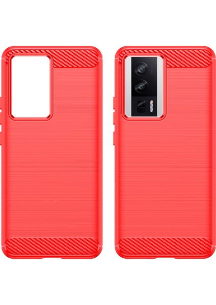 Xiaomi Poco F5 Pro 5g/redmi K60 Pro 5G/K60 5g Karbon Fiber Doku Yumuşak Tpu Fırçalanmış Yüzey Koruyucu Kapak-Kırmızı (Yurt Dışından) modelleri