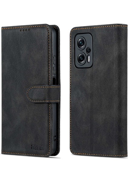 Xiaomi Redmi Için Telefon Kılıfı Not 11T Pro 5g/not 11T Pro+ 5g/poco X4 Gt 5g/redmı K50I 5g, Damla Geçirmez Pu Deri Flip Cüzdan Kapağı Stand-Black (Yurt Dışından)