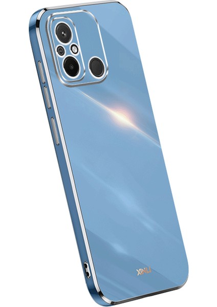 Xiaomi Için Xinli Redmi 12C 4g Hassas Lens Kesme Telefon Kılıfı Elektrapan Altın Kenar Esnek Tpu Kapak-Mavi (Yurt Dışından)
