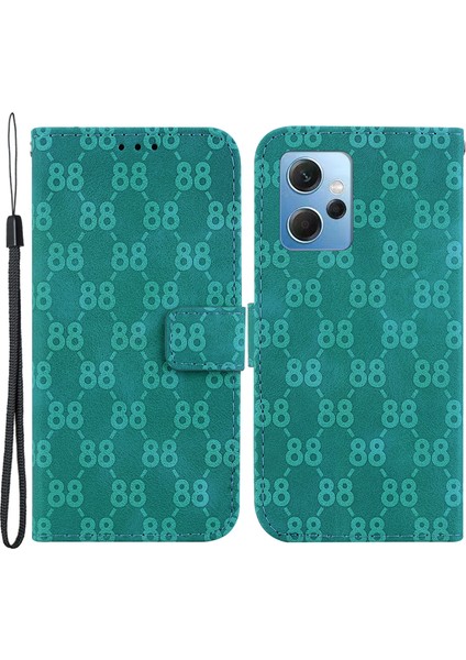 Xiaomi Için Redmi Note 12 4g Şok Geçirmez Kılıf Çifte 8 Şekilli Pu Deri Cüzdan Telefon Kapak Yeşil (Yurt Dışından)