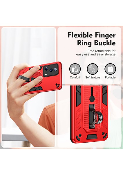 Xiaomi 13 Lite/civi 2 5g Gizli Kickstand Kapak Silikon Halka Kayışı Tpu+Pc Mobile Case-Red (Yurt Dışından) modelleri