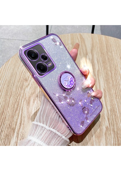 Xiaomi Redmi Için Tpu Kılıfı Not 12 Pro 5g/12 Pro+ 5g Elektrapılaşma Gritter Gradient Rhinestone Kickstand Telefon Kapak-Mor (Yurt Dışından) fırsatları