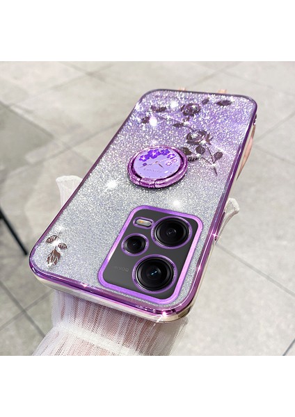 Xiaomi Redmi Için Tpu Kılıfı Not 12 Pro 5g/12 Pro+ 5g Elektrapılaşma Gritter Gradient Rhinestone Kickstand Telefon Kapak-Mor (Yurt Dışından) indirimleri