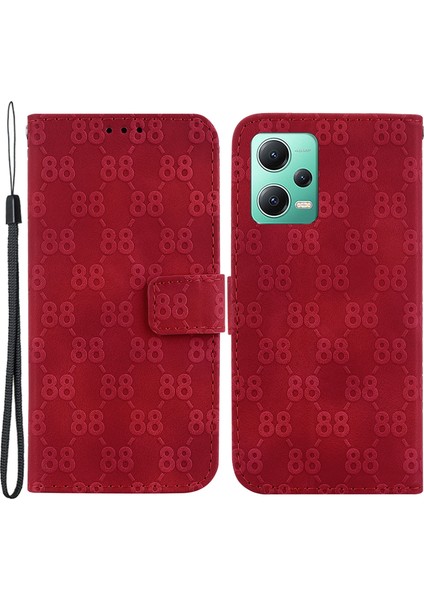 Xiaomi Için Poco X5 5g/redmi Note 12 5g (Çin)/(Hindistan)/(Global) Cüzdan Telefon Kılıfı Çift 8 Şekilli Pu Deri Flip Cover-Red (Yurt Dışından)