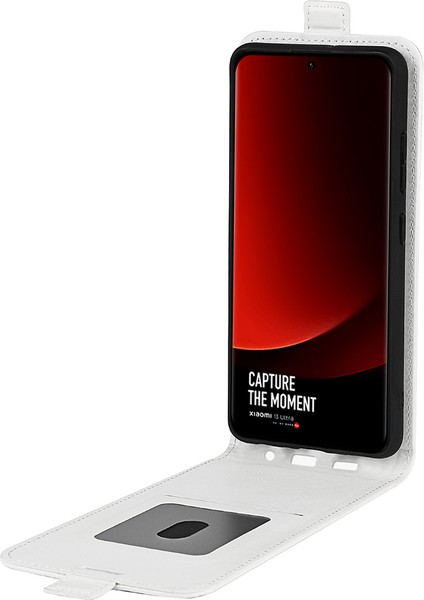 Xiaomi 13 Ultra Çılgın At Doku Dikey Flip Telefon Kapak-Beyaz Için Kart Tutucu Deri Telefon Kılıfı (Yurt Dışından) modelleri