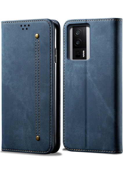 Xiaomi Poco F5 Pro 5g/redmi K60 Pro 5G/K60 5g Cüzdan Stand Kot Koku Doku Pu Deri Manyetik Oto Absorbed Telefon Kılıf Mavisi (Yurt Dışından)