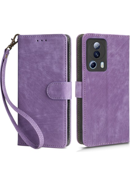 Xiaomi 13 Lite/civi 2 5g Cüzdan Telefon Kılıfı Rfıd Engelleme Stand Stand Strap-Murple ile Deri Kapağı (Yurt Dışından)