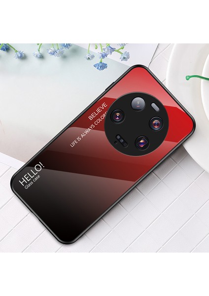 Xiaomi 13 Ultra Gradyan Temsilli Cam Telefon Kılıfı Pc+Tpu Çizgiye Karşı Çizelge Anti-Sınıfı Kırmızı Siyah (Yurt Dışından)