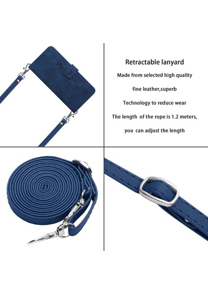 Xiaomi Için 13 Ultra Pu Deri Stand Kapak Kalp Şekli Cüzdan Telefon Kılıfı Omuz Kayışı Sapfir (Yurt Dışından) fırsatları
