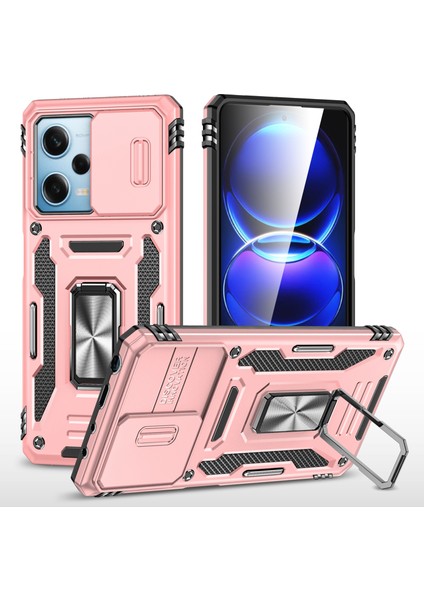 Xiaomi Için Zırh Serisi Poco X5 Pro 5g/redmi Note 12 Pro Hız 5g/not 12 Pro 5g Slayt Lens Kapak Telefon Kickstand Pc+Tpu Kapak Golü Altın (Yurt Dışından)