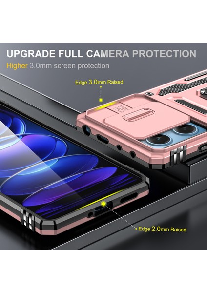 Xiaomi Için Zırh Serisi Poco X5 Pro 5g/redmi Note 12 Pro Hız 5g/not 12 Pro 5g Slayt Lens Kapak Telefon Kickstand Pc+Tpu Kapak Golü Altın (Yurt Dışından)