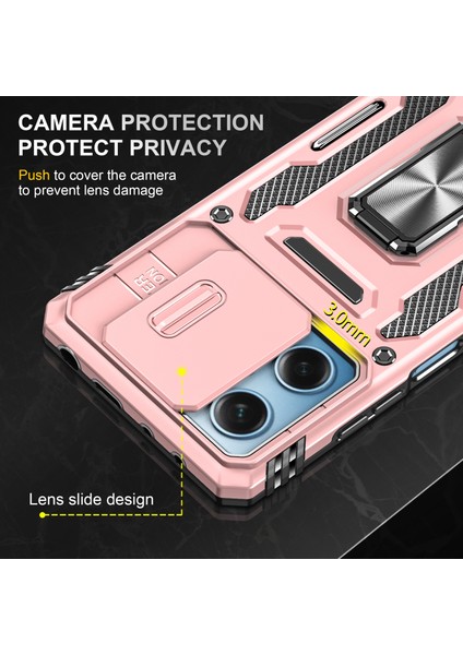 Xiaomi Için Zırh Serisi Poco X5 Pro 5g/redmi Note 12 Pro Hız 5g/not 12 Pro 5g Slayt Lens Kapak Telefon Kickstand Pc+Tpu Kapak Golü Altın (Yurt Dışından)