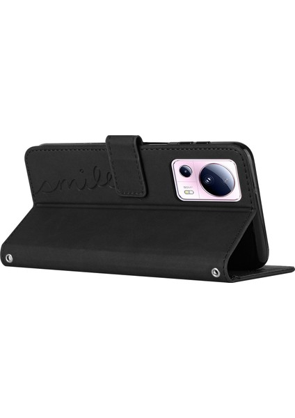 Xiaomi Civi Için 2 5g/13 Lite Flip Shell Baskılı Kalp Şekli Pu Deri Telefon Cüzdan Kılıfı Stand-Black (Yurt Dışından) indirimleri