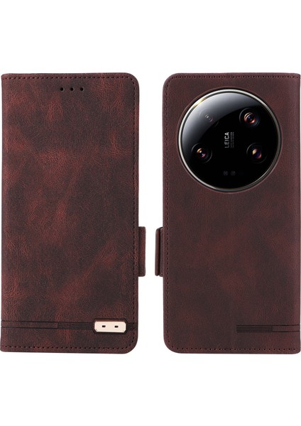 Xiaomi 13 Ultra Pu Deri Flip Folio Case Donanım Dekoru Stand Telefon Kapak Kavurosu (Yurt Dışından)