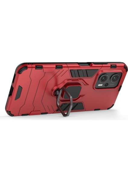 Xiaomi Redmi Için Yüzük Kickstand Telefon Kılıfı Not 11T Pro 5g/not 11T Pro+ 5g/poco X4 Gt 5g/redmı K50I 5g, Şok Geçirmez Yumuşak Tpu+ Sert Pc Hybrid Koruyucu Kapak-Kırmızı (Yurt Dışından)