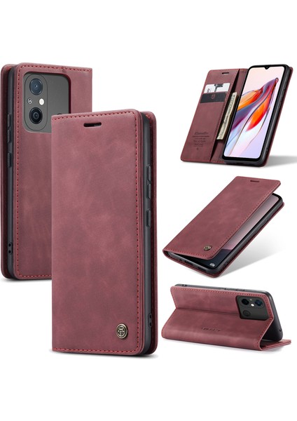 Xiaomi Redmi Için 12C 4G/11A 4g Stand Telefon Kapağı Pu Deri Deri Cüzdan Damla Geçirmez Kasa Kırmızısı (Yurt Dışından)