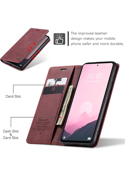 Xiaomi Redmi Için 12C 4G/11A 4g Stand Telefon Kapağı Pu Deri Deri Cüzdan Damla Geçirmez Kasa Kırmızısı (Yurt Dışından) fırsatları