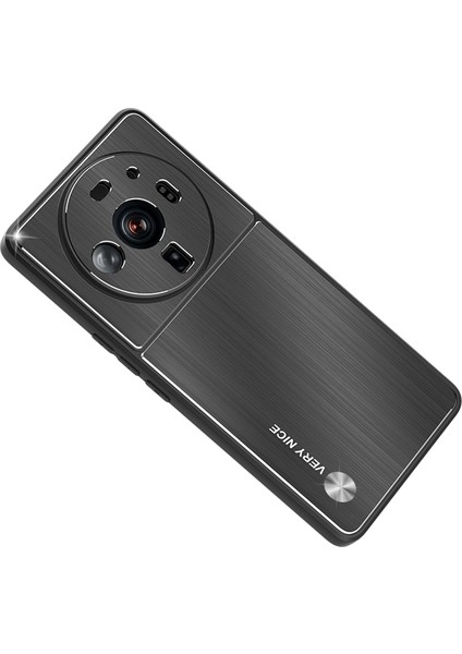 Xiaomi 12S Ultra 5g Fırçalanmış Telefon Kasası Tpu+Alüminyum Alaşımlı Geri Telefon Kabuğu Kapak-Siyah (Yurt Dışından)