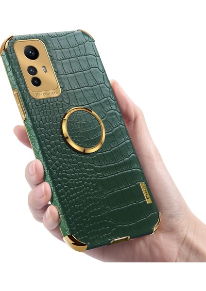 Xiaomi Için Redmi Note 12S 4g Timsah Doku Kickstand Telefon Kasası 6d Elektrok Burunlu Pu Deri+Tpu Kapak Yeşil (Yurt Dışından) modelleri