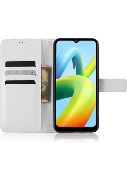 Xiaomi Için Redmi A1+ 4g/poco C50 4g/a2+ 4g Elmas Doku Pu Deri Stand Manyetik Toka Kasa Cüzdan Telefon Kapak-Beyaz (Yurt Dışından) fiyatları