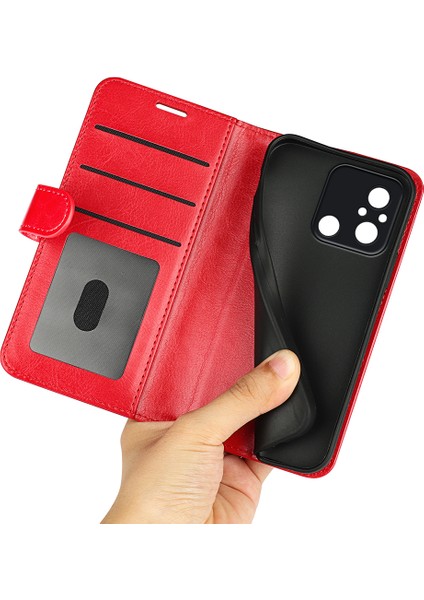 Xiaomi Için Redmi 12C 4g Anti-Fall Flip Telefon Kılıf Cüzdan Stand Çılgın At Doku Deri Koruyucu Kapak-Kırmızı (Yurt Dışından) fırsatları