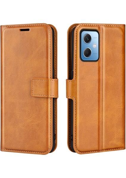 Xiaomi Redmi Için Cep Telefonu Kapağı Not 12 5g (Global)/(Hindistan)/(Çin)/poco X5 5g Pu Deri Buzağı Doku Standı Cüzdan Manyetik Flip Telefon Kılıfı Sarı (Yurt Dışından)