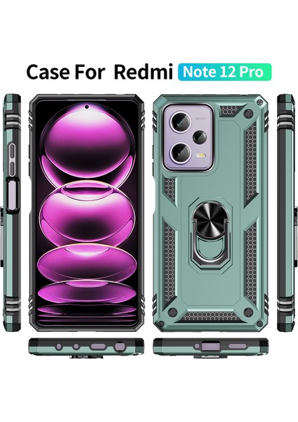Xiaomi Redmi Için Yüzük Tutucu Kickstand Telefon Kılıfı Not 12 Pro 5g/note 12 Pro Speed ​​5g/poco X5 Pro 5g, Tpu+Pc Hybrıd Cave-Blackısh Yeşil (Yurt Dışından) fiyatları