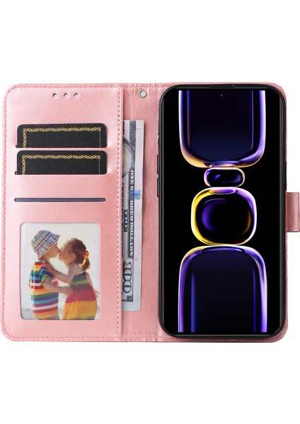 Xiaomi Poco F5 Pro 5g/redmi K60 Pro 5G/K60 5g Cep Telefonu Kılıf Ayçiçeği Basılı Basılı Cüzdan Deri Deri Kapak Pembe (Yurt Dışından)