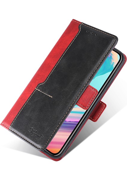 Xiaomi 13 Ultra Pu Deri Stand Kapağı Kontrast Renkli Flip Cüzdan Telefon Kılıfı-Kırmızı+Siyah (Yurt Dışından) modelleri