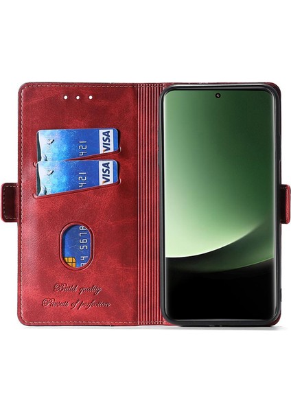 Xiaomi 13 Ultra Pu Deri Stand Kapağı Kontrast Renkli Flip Cüzdan Telefon Kılıfı-Kırmızı+Siyah (Yurt Dışından) fırsatları