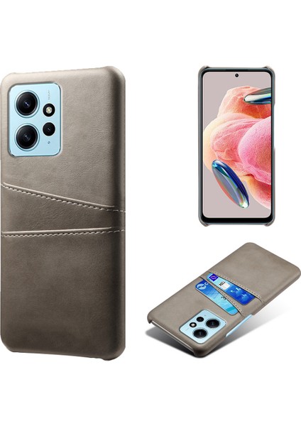 Xiaomi Için Redmi Note 12 4g Telefon Kılıfı Çift Kart Yuvaları Bırak Koruma Pu Deri+Pc Kapak-Grey (Yurt Dışından)