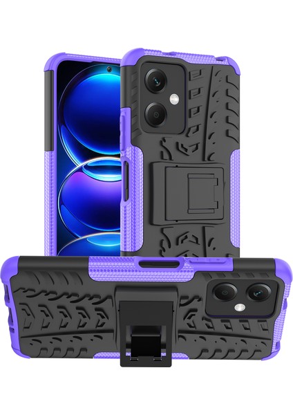 Xiaomi Redmi Için Note 12 5g (Global)/(Hindistan)/(Çin)/poco X5 5g Sabit Pc+Tpu Sağlam Lastik Deseni Şok-Emme Telefon Vaka Kickstand Back Cover-Spurple (Yurt Dışından)
