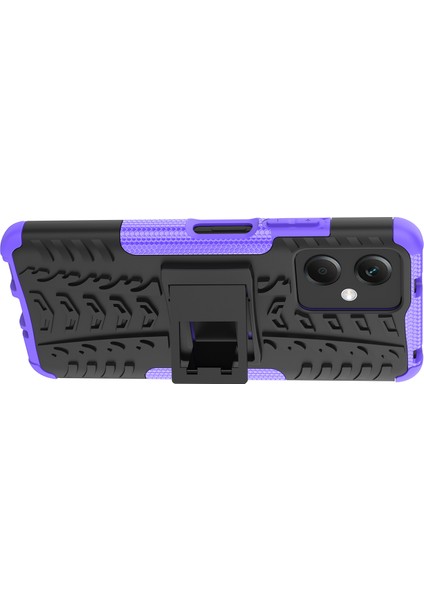 Xiaomi Redmi Için Note 12 5g (Global)/(Hindistan)/(Çin)/poco X5 5g Sabit Pc+Tpu Sağlam Lastik Deseni Şok-Emme Telefon Vaka Kickstand Back Cover-Spurple (Yurt Dışından) modelleri