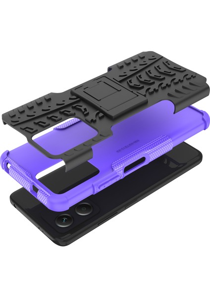 Xiaomi Redmi Için Note 12 5g (Global)/(Hindistan)/(Çin)/poco X5 5g Sabit Pc+Tpu Sağlam Lastik Deseni Şok-Emme Telefon Vaka Kickstand Back Cover-Spurple (Yurt Dışından) fırsatları
