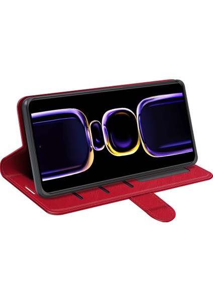 Xiaomi Poco F5 Pro 5g/redmi K60 Pro 5G/K60 5g, Çılgın At Dokusu Çekmeye Dayanıklı Deri Deri Kılıfı Stand-Red Için Cep Telefonu Kapağı (Yurt Dışından) modelleri