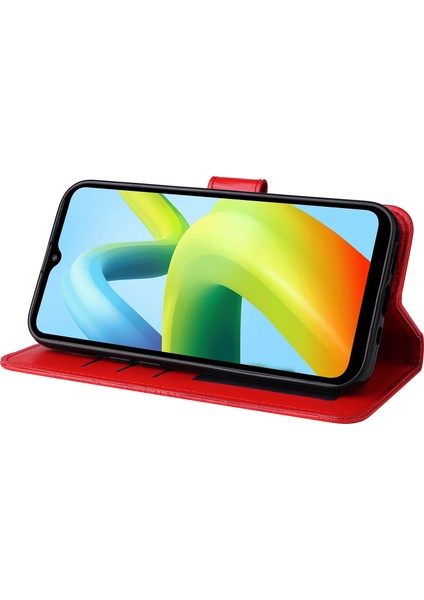 Xiaomi Için Redmi A1+ 4g/a2+ 4g/poco C50 4g Pu Deri Ayçiçeği Baskılı Telefon Kılıfı Genel Kapsam Manyetik Kapanma Stand Flip Kapak Bilek Kayış Kırmızısı (Yurt Dışından) modelleri