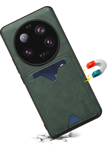 Xiaomi 13 Için 13 Ultra Damla Geçirmez Kickstand Card Yuvası Pu Deri Kaplamalı Tpu Telefon Kapak Yeşili (Yurt Dışından) fırsatları