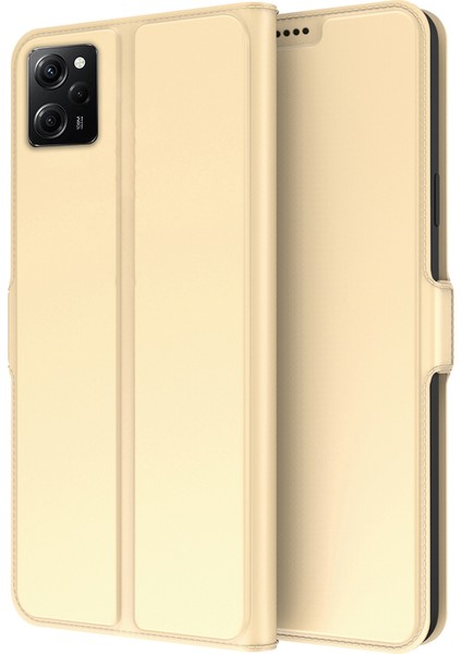 Xiaomi Poco X5 Pro 5g/redmi Için Note 12 Pro Speed ​​5g/redmi Note 12 Pro 5g Stand Deri Telefon Kılıfı Kart Yuvası Gold ile (Yurt Dışından)