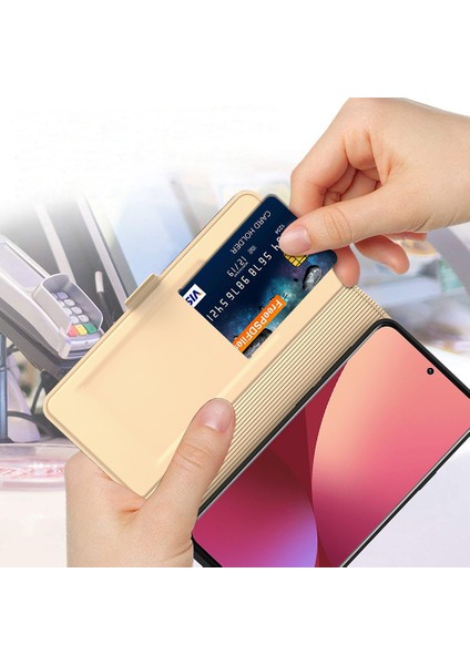 Xiaomi Poco X5 Pro 5g/redmi Için Note 12 Pro Speed ​​5g/redmi Note 12 Pro 5g Stand Deri Telefon Kılıfı Kart Yuvası Gold ile (Yurt Dışından)