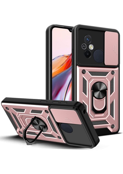 Xiaomi Redmi 12C 4g Kickstand Telefon Kılıfı Pc+Tpu Slayt Kameralı Kapaklı Kapak (Yurt Dışından)